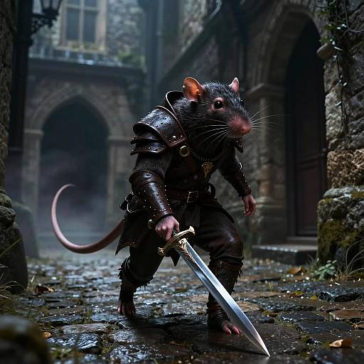 Stealthy Ratfolk Rogue in Misty Alley