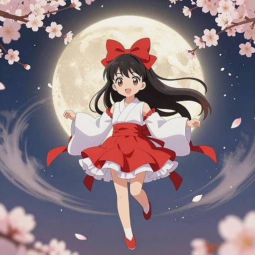Enchanting Anime Girl Beneath Moonlight