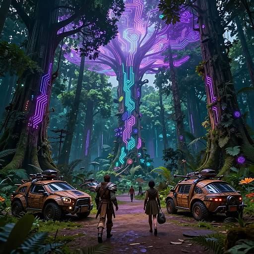 Forestpunk Futuristic Woodland Scene