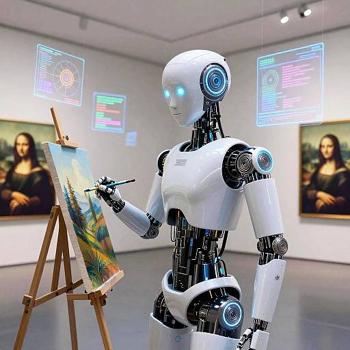 Humanoid Robot Creating Digital Art