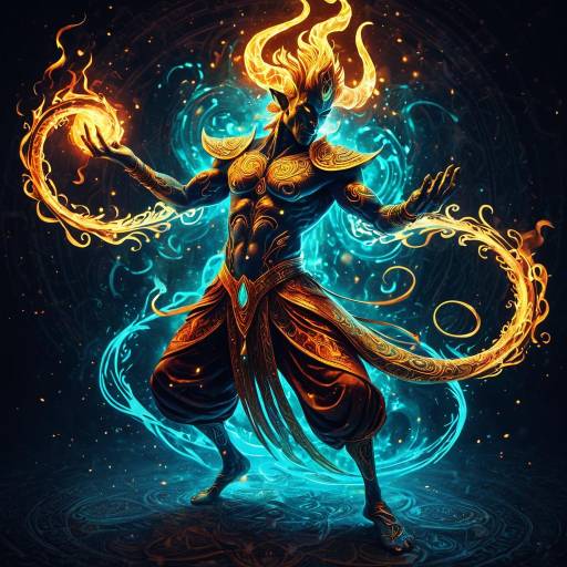 Mystical Djinn with Glowing Ember Flames