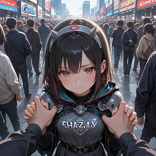 Cosplay Crowd POV with Torn Costume