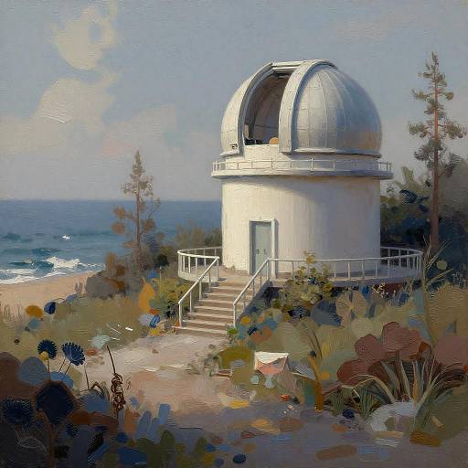 Cinematic Winter Seaside Observatory in Impasto