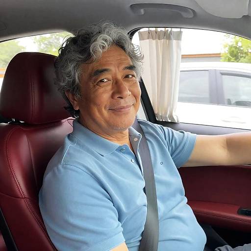 Relaxed Middle-Aged Man in Car
