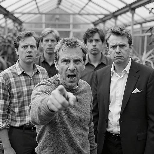 Dramatic Black and White Greenhouse Scene