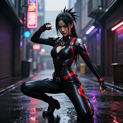 Futuristic Cyber Ninja in Neon Alley