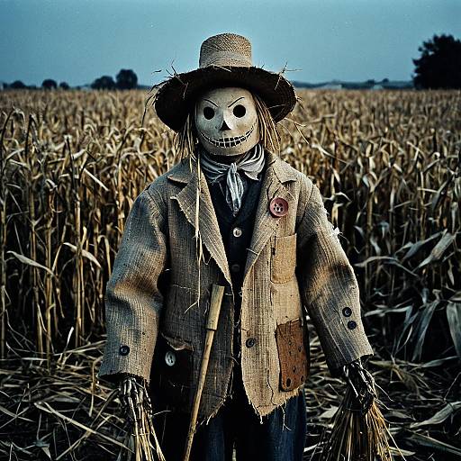 Reanimated Scarecrow in Withered Cornfield