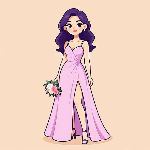 Romantic Woman in Dusty Rose Gown