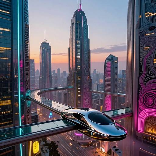 Surreal Futuristic Cityscape at Twilight