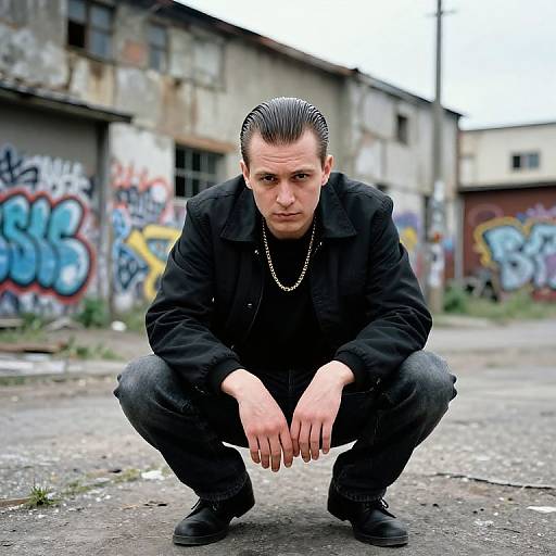 Gopnik Squatting in Urban Scene