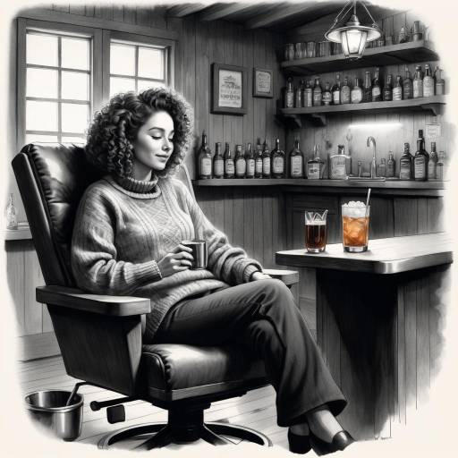 Cozy Cabin Scene with Solitary Woman Cozy Cabin Scene with Solitary Woman