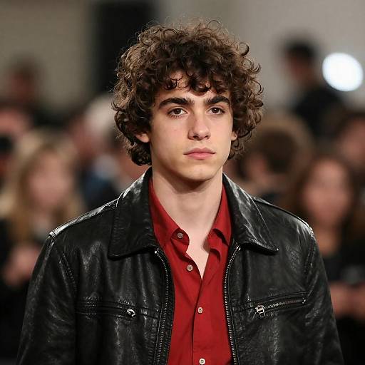Young Man in Leather Jacket at Event