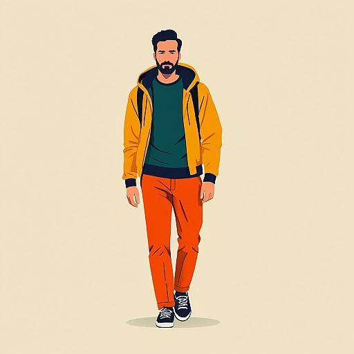 Minimal Vector Man in Warm Palette