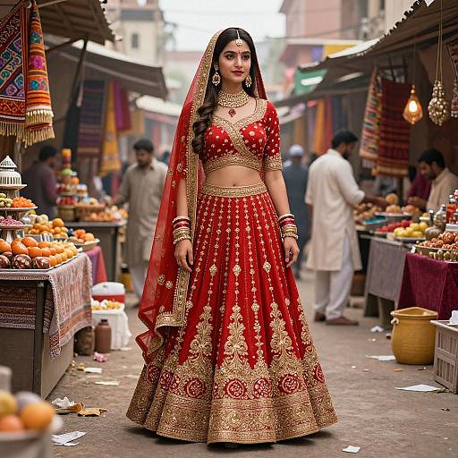 Modern Punjabi Woman in Vibrant Lehenga