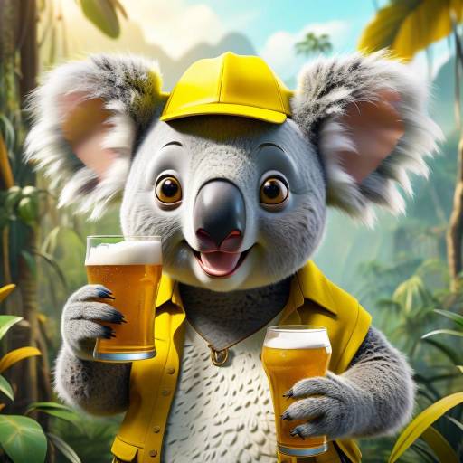 Playful Koala in Jungle with Beer