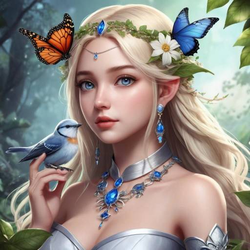 Fantasy Portrait of Girl with Nature