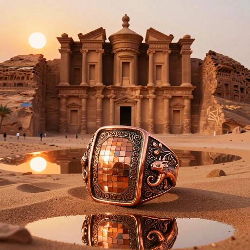Copper Mosaic Ring with Desert Palace
