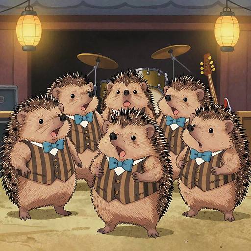 Hedgehog Jazz Band in Manga Style