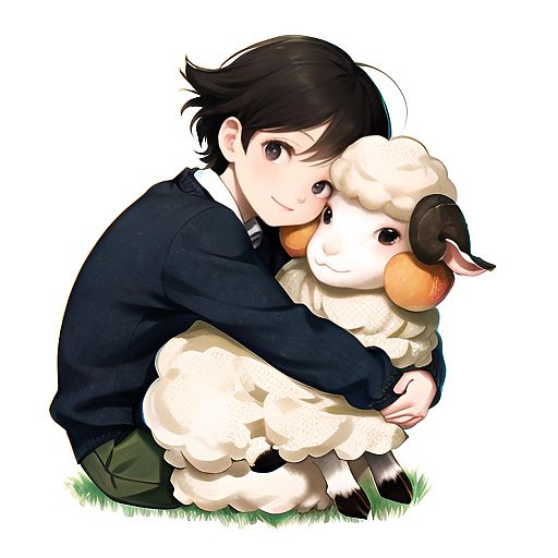 Heartwarming Sheep and Apple Embrace