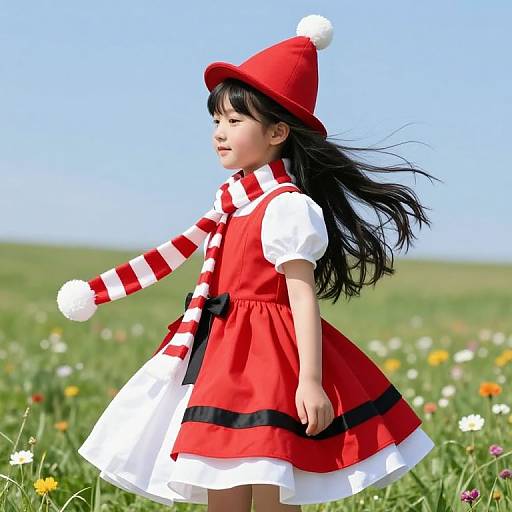 Girl in Vibrant Meadow Dress