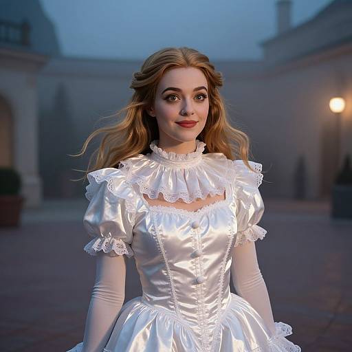 Elegant Pierrot in Satin Ruffles