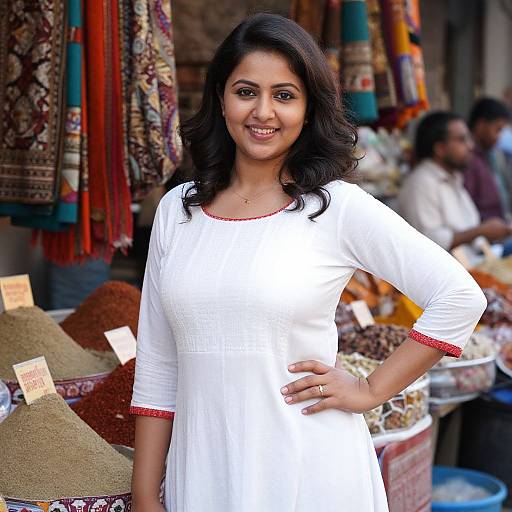 Vibrant Portrait of Woman in Delhi Market