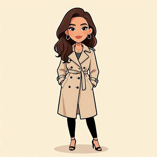 Chic Smiling Woman in Trench Coat