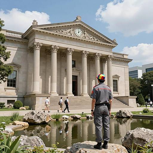 Neoclassical Architecture with Modern Contrast