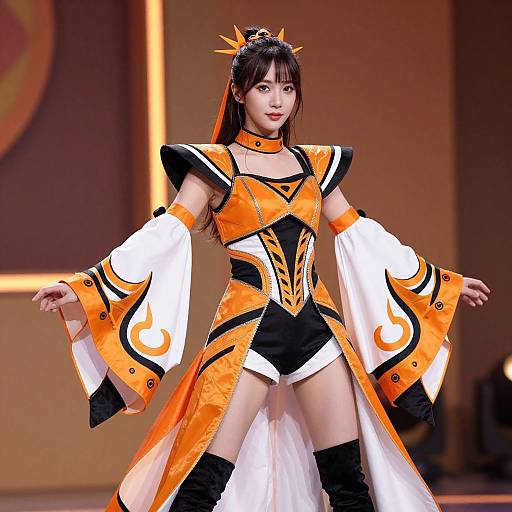 Vibrant Female in Festive Costume