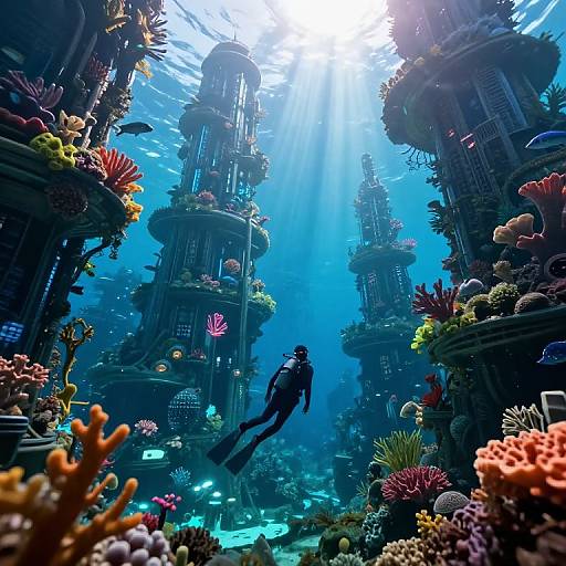 Futuristic Underwater Metropolis View