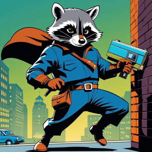 Retro Comic Raccoon Thief