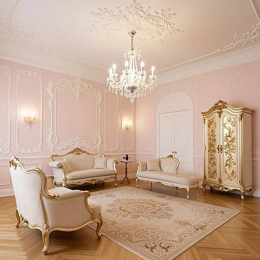 Elegant Rococo Pastel Living Room