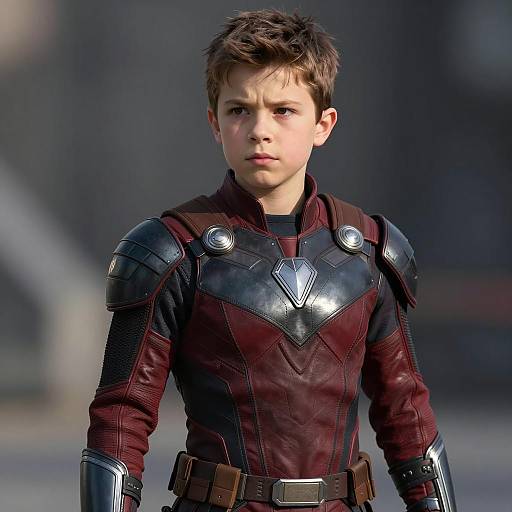 Young Boy in Superhero Armor