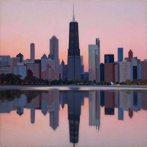 Suprematist Chicago Skyline Sunset