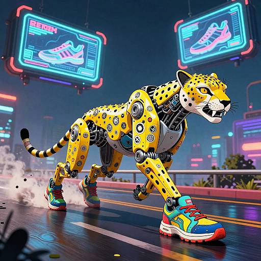 Futuristic Robotic Cheetah Sprinting