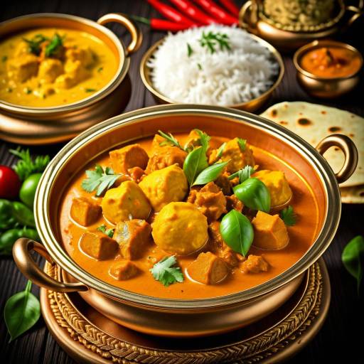 Aromatic Indian Curry with Rice and Flatbread