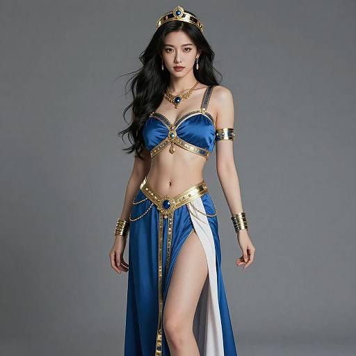 Greek Goddess in Blue and Gold