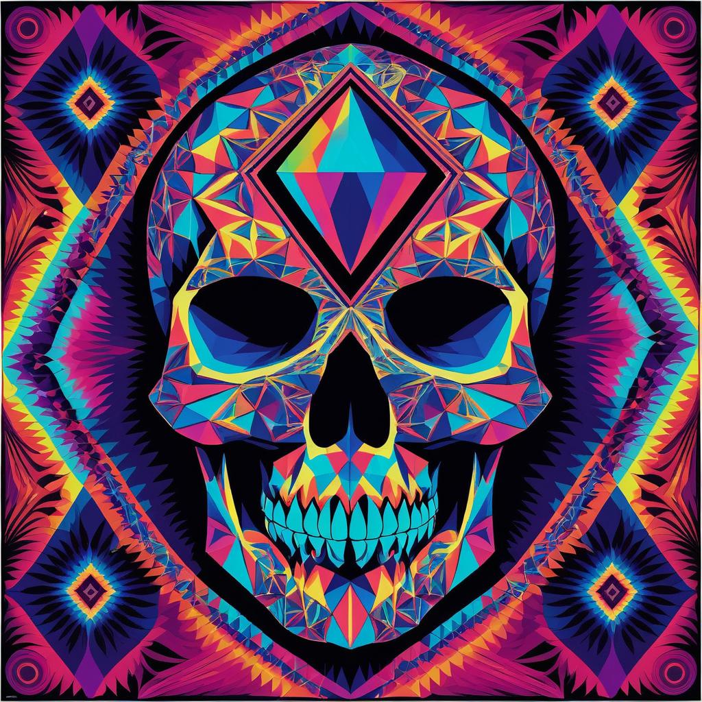 Psychedelic Diamond Skull Art Print