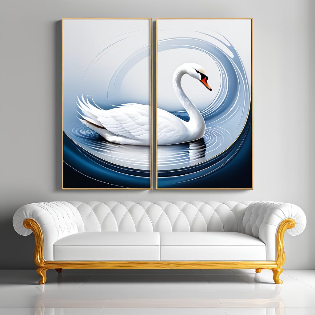 Elegant Swan Still Life Polyptych Art