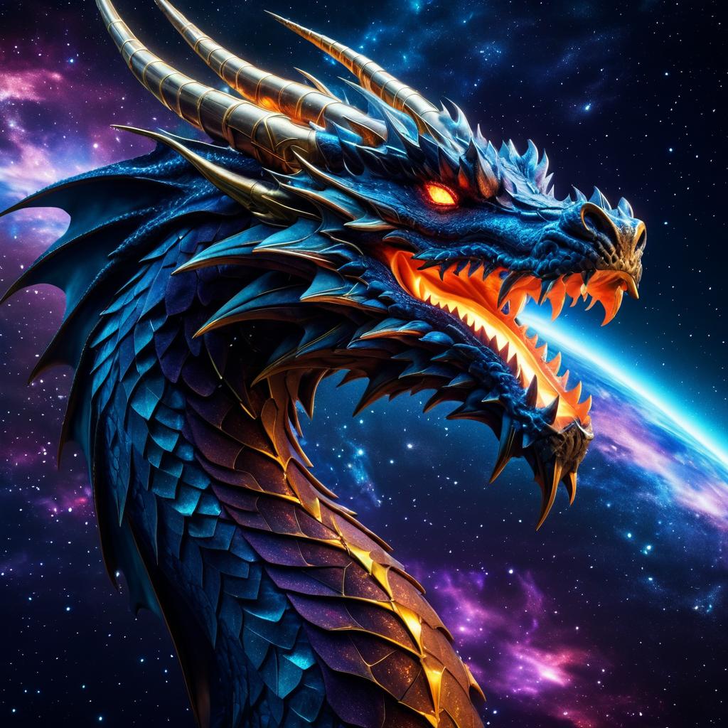 Majestic Dragon in Cosmic Fantasy Scene