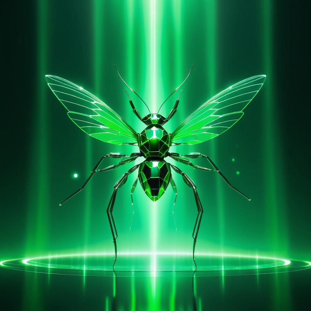 Ethereal Robotic Insect in Crystalline Aura