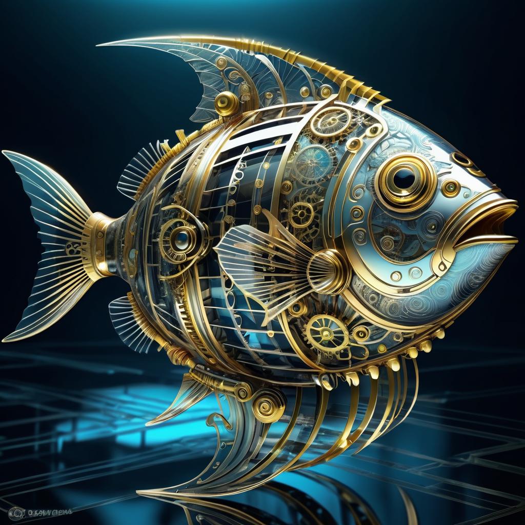 Intricate Steampunk Mechanical Fish Design