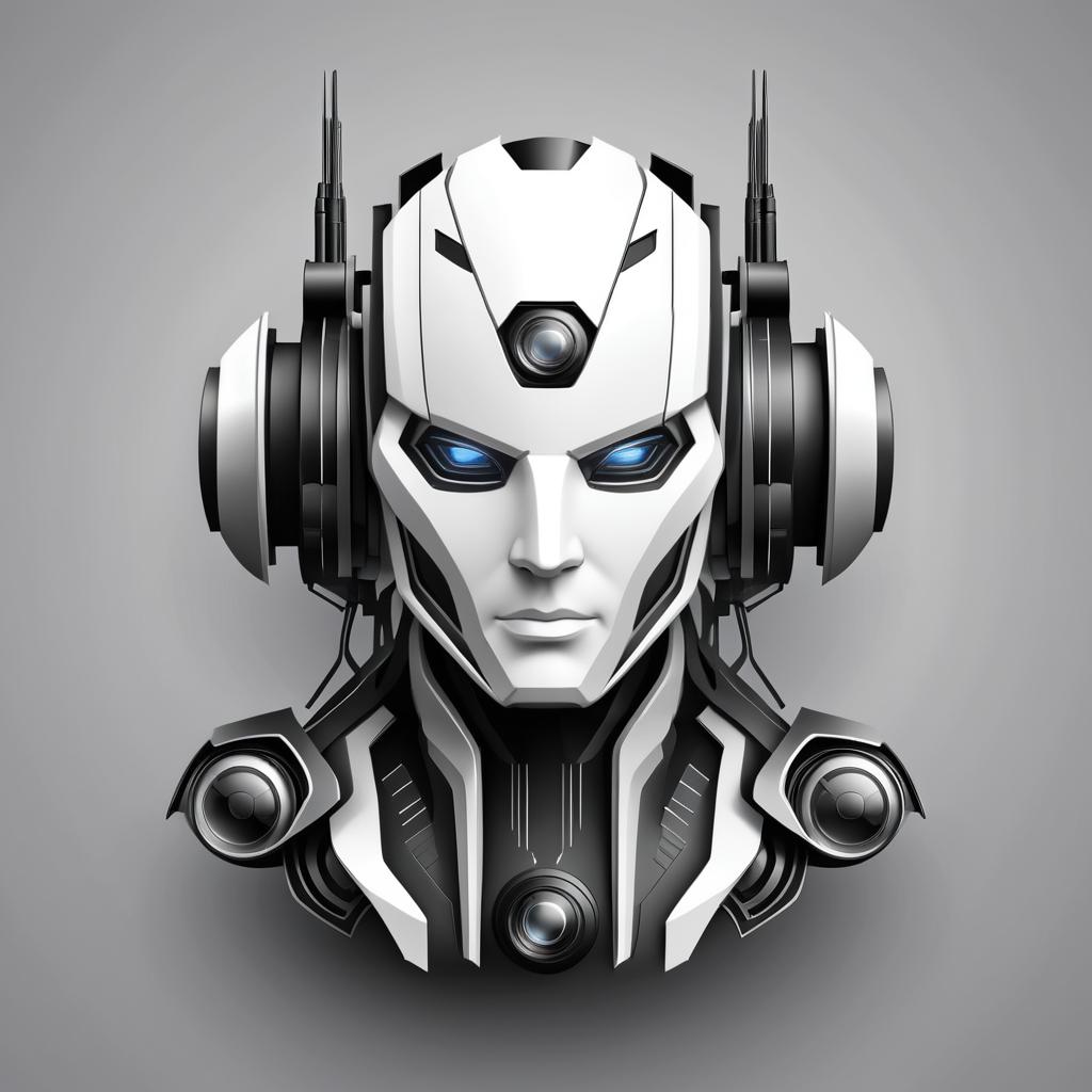 Futuristic Black and White Robotic Poster