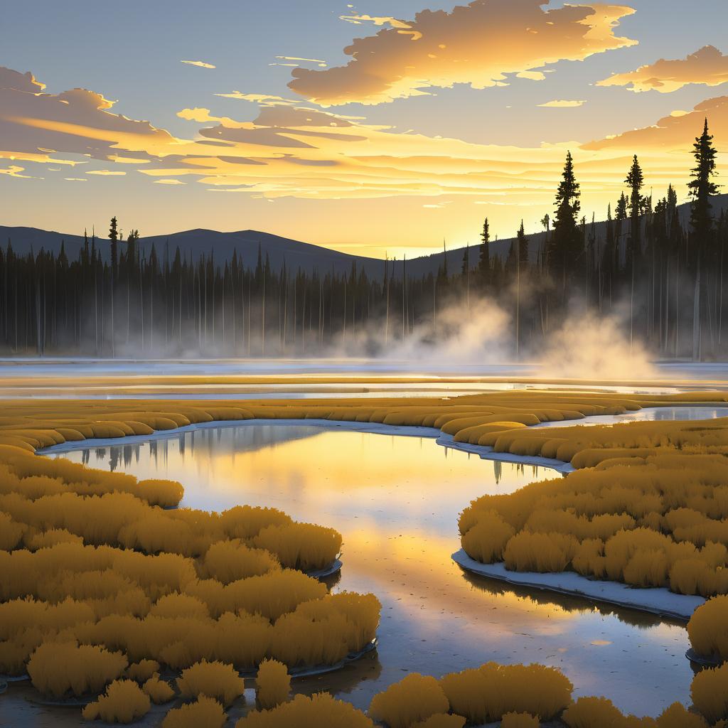 Golden Morning at Geyser Basin