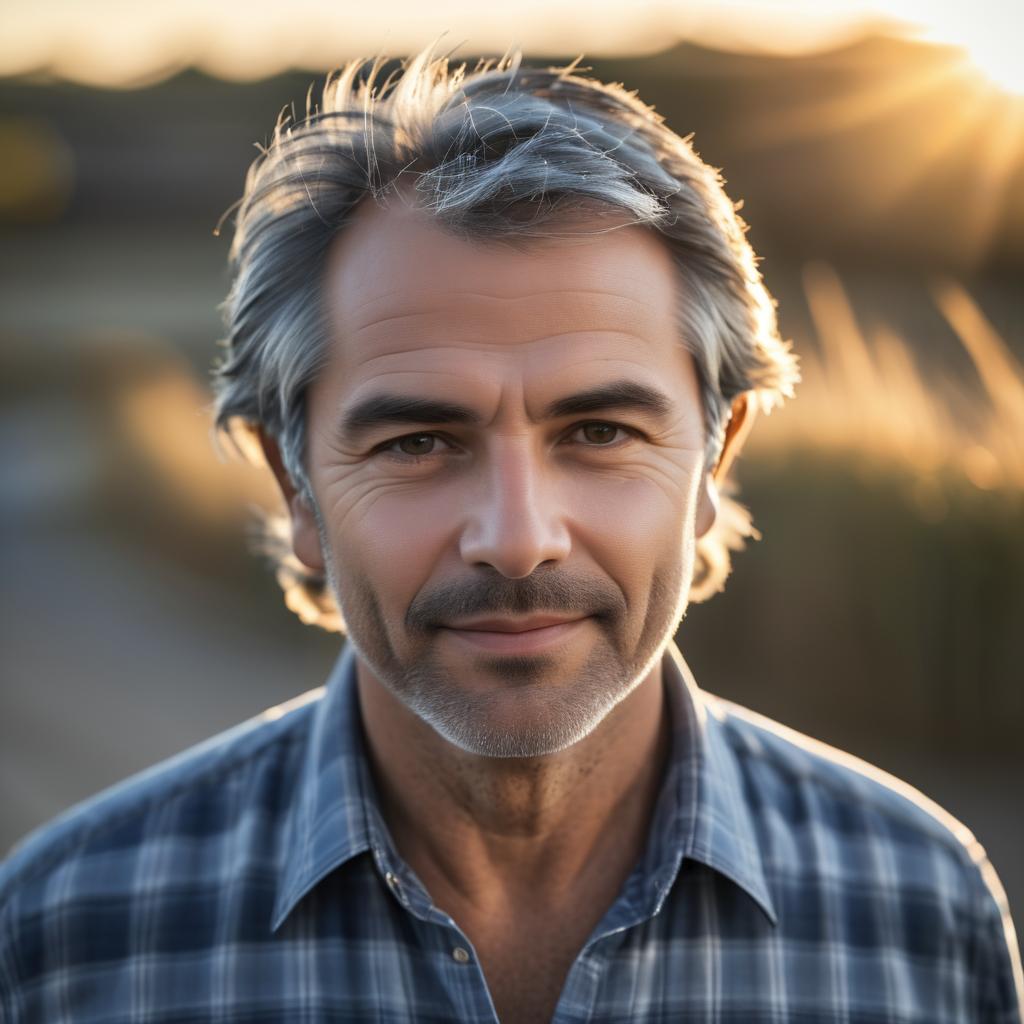 Joyful Sunset Portrait of a Man