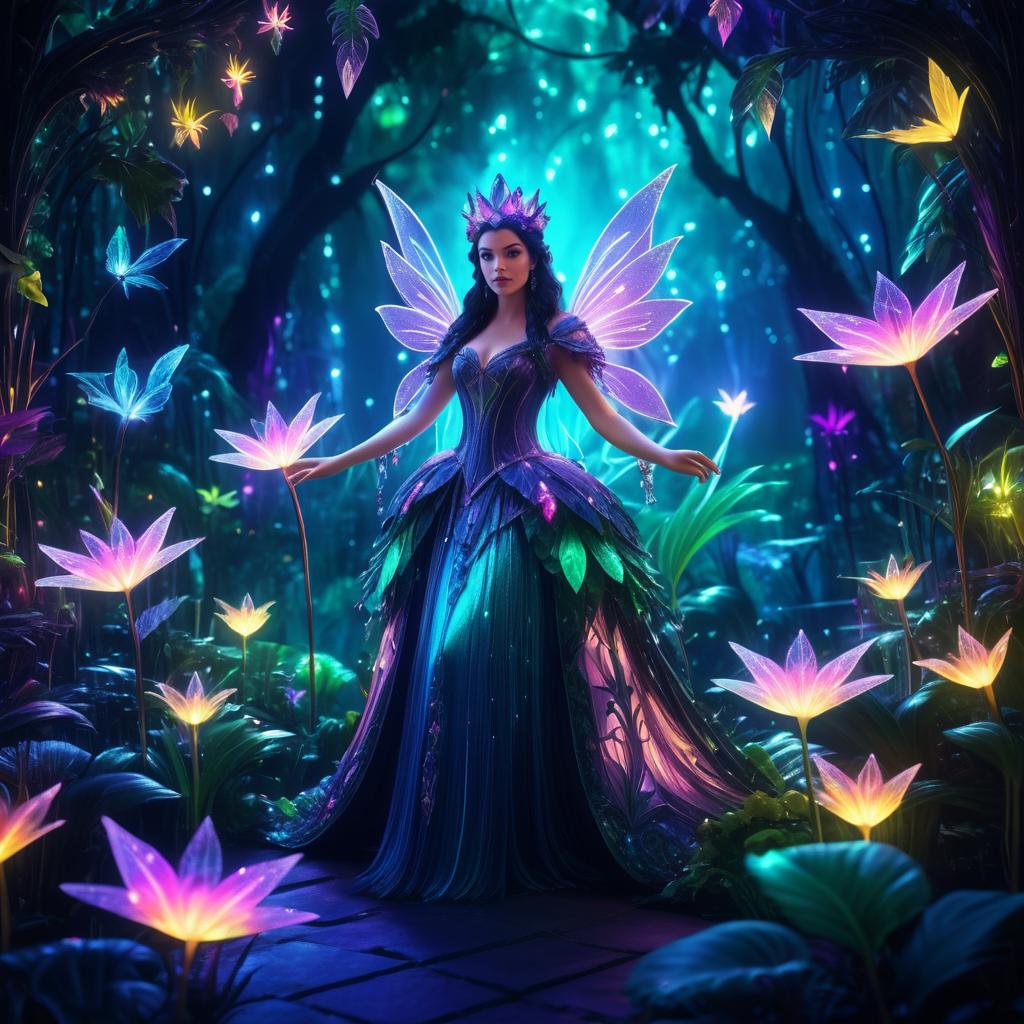 Whimsical Fairy Queen in Enchanted Garden