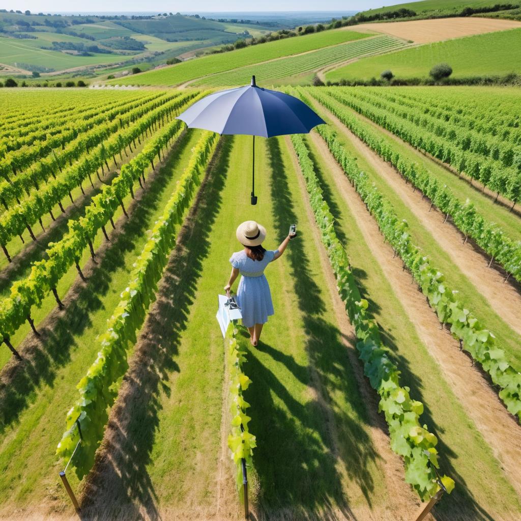 Smiling Figure in Picturesque Vineyard