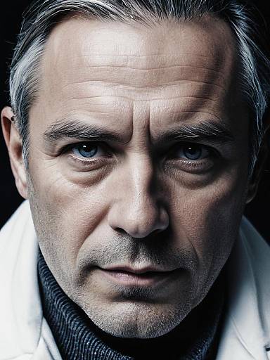 Close-up of Man in White Coat