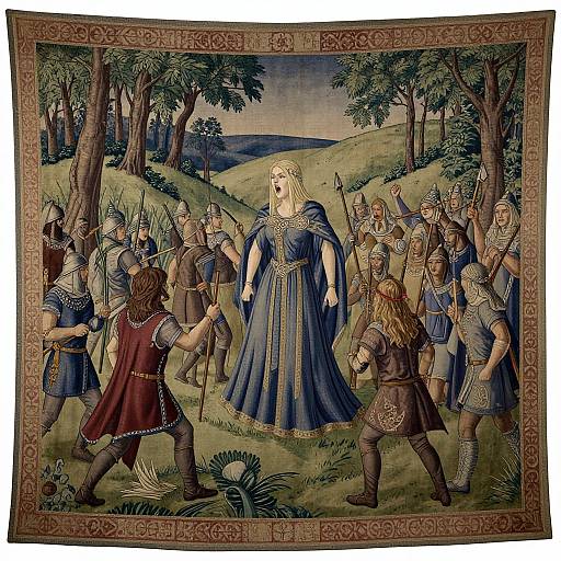 Ancient Celtic Battle Tapestry with Banshee
