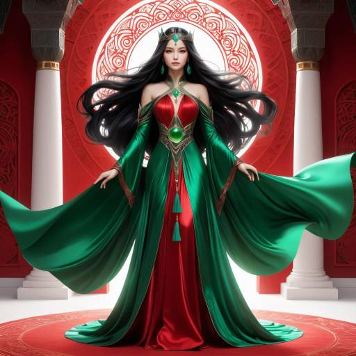 Serene Sorceress in Flowing Red Dress Serene Sorceress in Flowing Red Dress